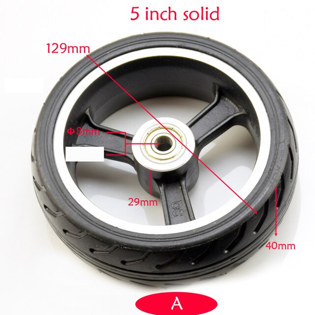 Roue avant universelle pour trottinette électrique, 5 pouces, 6 pouces, 6x2, avec roulement, solide, gonflable, 8/10mm, trou d&#39;essieu, chariot: A 8MM