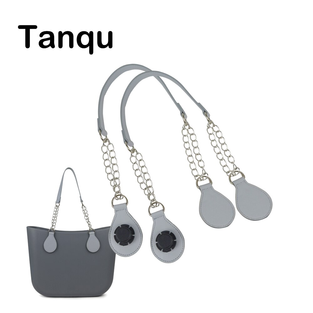 1 par de mangos de cadena de cuero PU TANQU largos con cadena de Metal doble con extremo de lágrima para bolsa O para bolsa de mujer EVA Obag