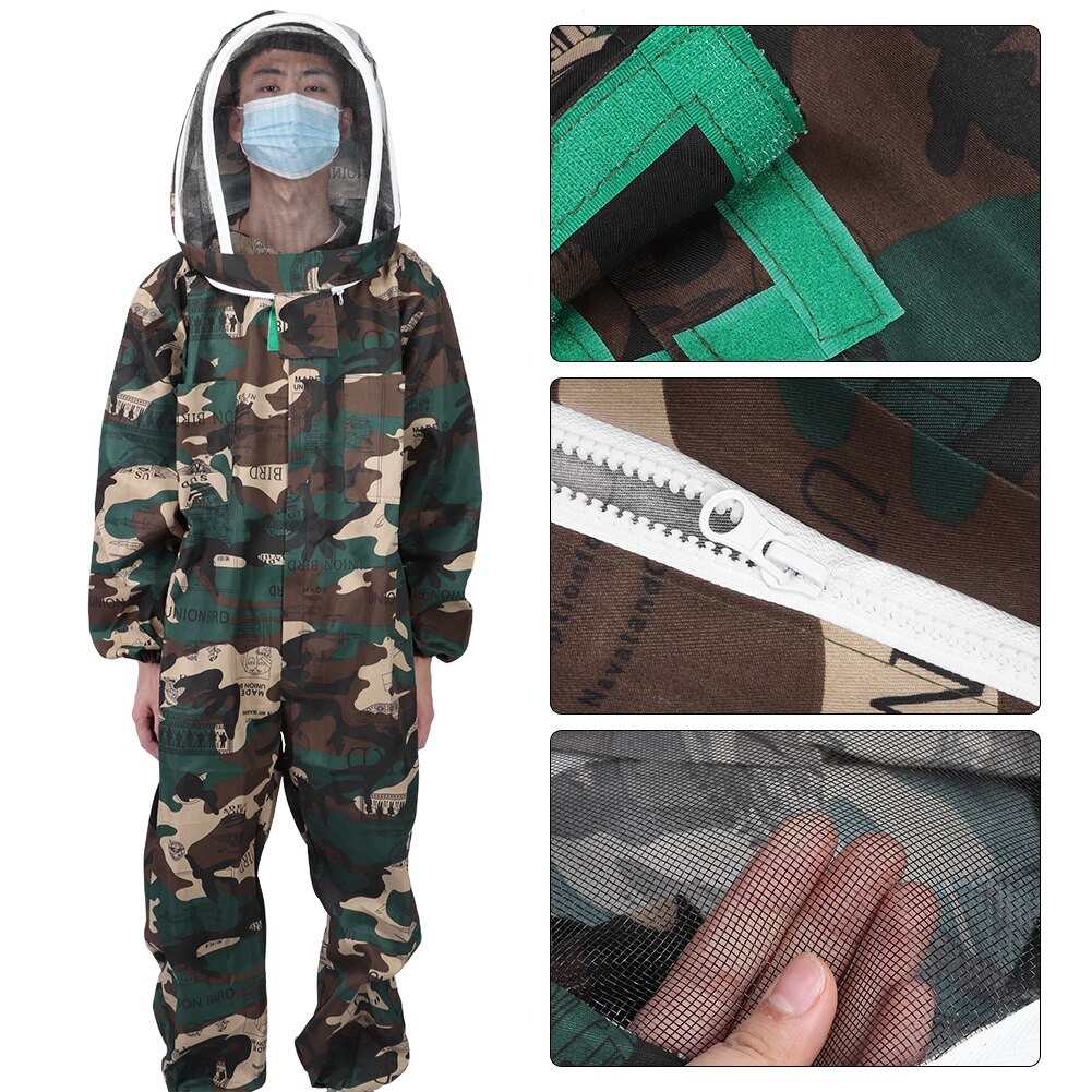 Beekeeping Suit Beekeeping Protective Clothes One-Piece Bee Suit Clothes with Double Zipper Beekeepers Supplies