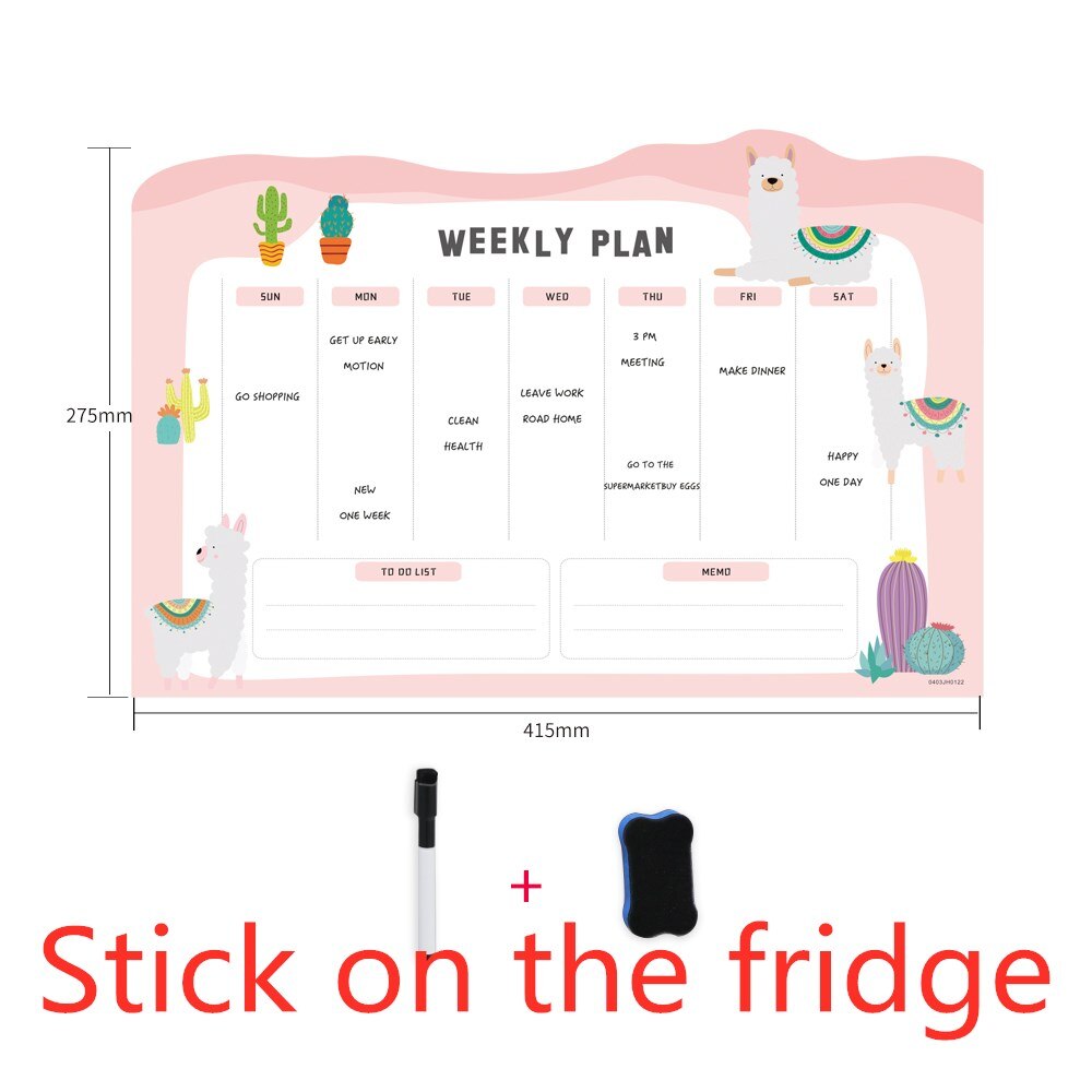 Cute Bear Magnetic Message Whiteboard Office Remind Memo Pad Fridge Magnet To do list Calendar Monthly Daily Planner with Marker: 0403JH122C1B