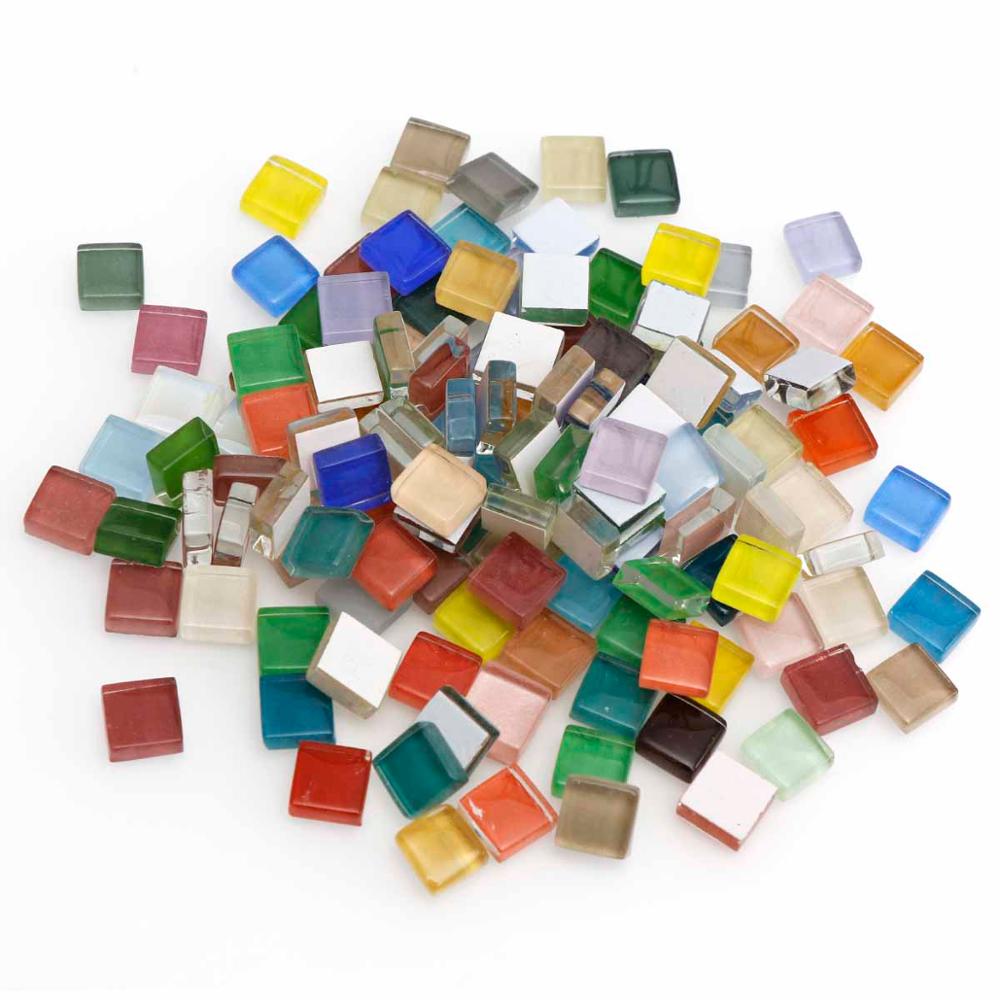 Geometriske figurer mini krystal mosaik glasfliser håndlavede børnedele 1 cm #39 firkanter: Firkant 100g