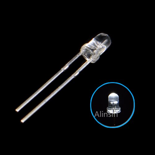 100Pcs F3 3Mm Led Light Emitting Diode Kit Warm Wit Rood Blauw Groen Uv Oranje Geel Roze Kleur bulb Lamp Set 2V 3V Pcb: white