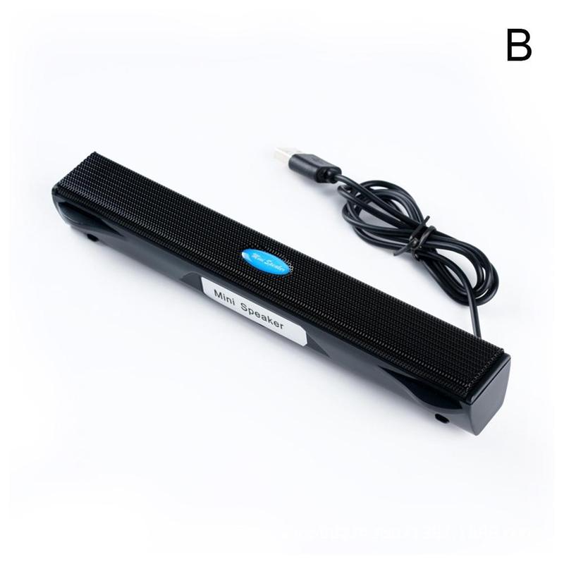 Portable Stereo Bass Sound Usb Soundbar External Computer Speaker With Usb Cable For Desktop Pc Laptop B6w1: black