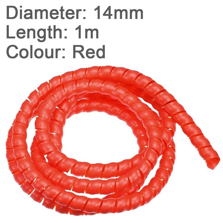 iBudim 1meter 14mm Winding Tube Cable Organizer Pipe Protection Spiral Wrap Wire Protector Cover Cable Management Clips Holder: Red