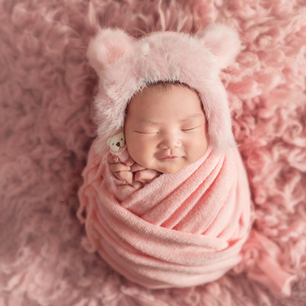 3 stk nyfødt tøj varmt fotografering rekvisitter bomuld bjørn dukke tæppe hat photo shoots tilbehør til baby dress up