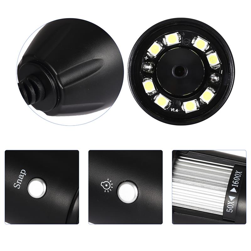 1600X Digital Microscope Portable Handheld Electronic Microscope With Lift Stand X4 USB Zoom Camera Magnifier For MAC Android PC