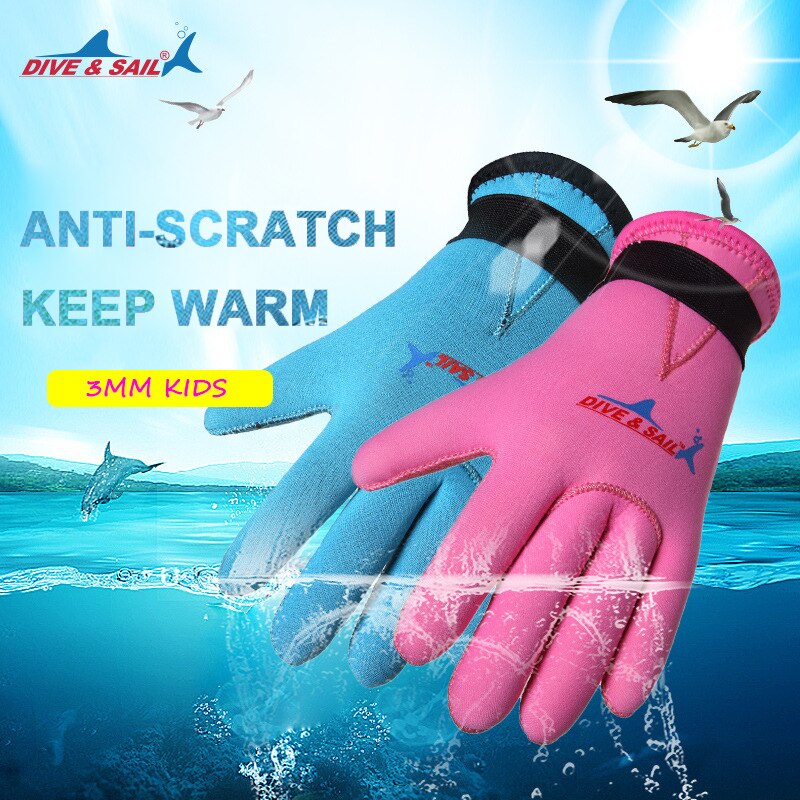 Dive & Sail Kinderen Zwemmen Duiken Handschoenen 3 Mm Neopreen Palm Bescherming Warm Houden Anti-Kras Handschoenen Voor Kids water Sport