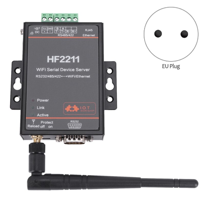 HF2211 Wifi seriell Gerät Server RS232/RS485/RS422 seriell Hafen Um Wifi Wifi Ethernet Konverter Modul-EU Stecker