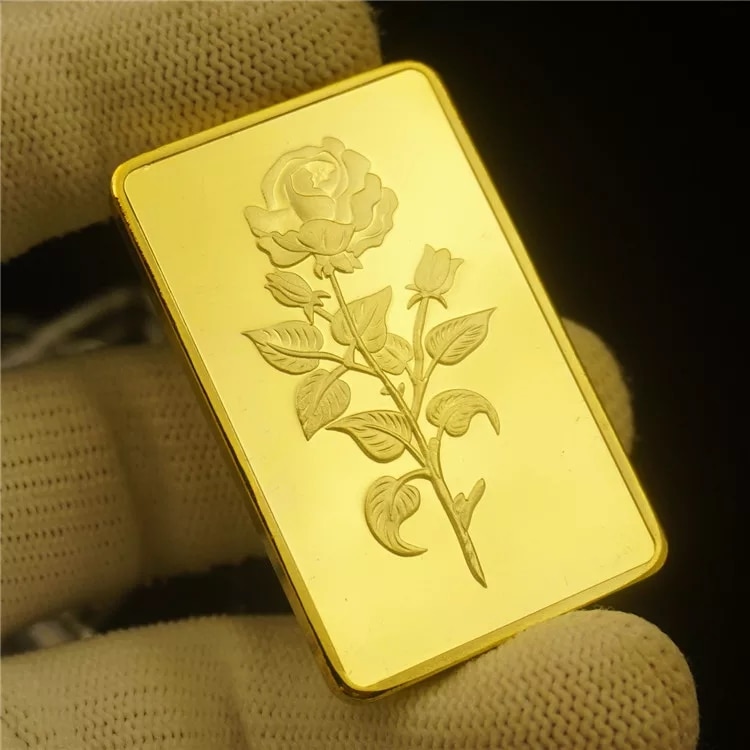 Emirates 1 OZ Fine Gold Bar Gold Rose Gold Plated Bullion Bars with Plastic Case for Home Decor and