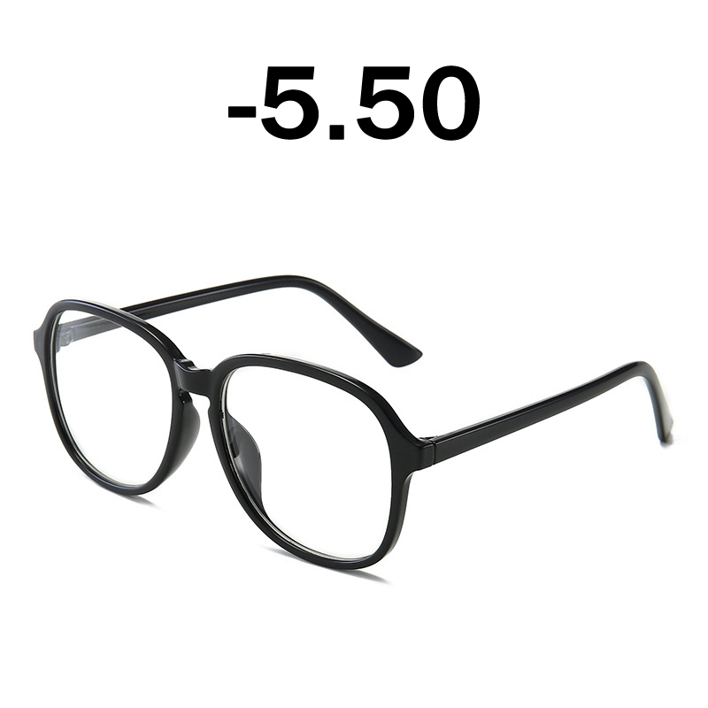 Elbru runde briller sort stel kvinder brille myopi briller brille stel med dioptri  -0.5 1.0 1.5 2.0 2.5 ~ 6.0: Sort  -5.50