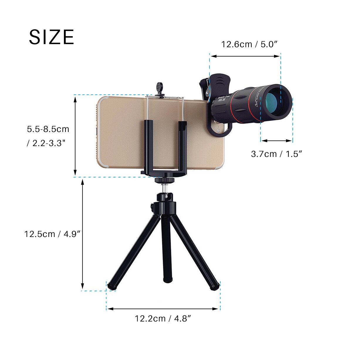Telescope Monocular Phone Lens For Traveling Hiking Climbing Flexible 18 Times Zoom Telescopes for IPhone IPad Samsung