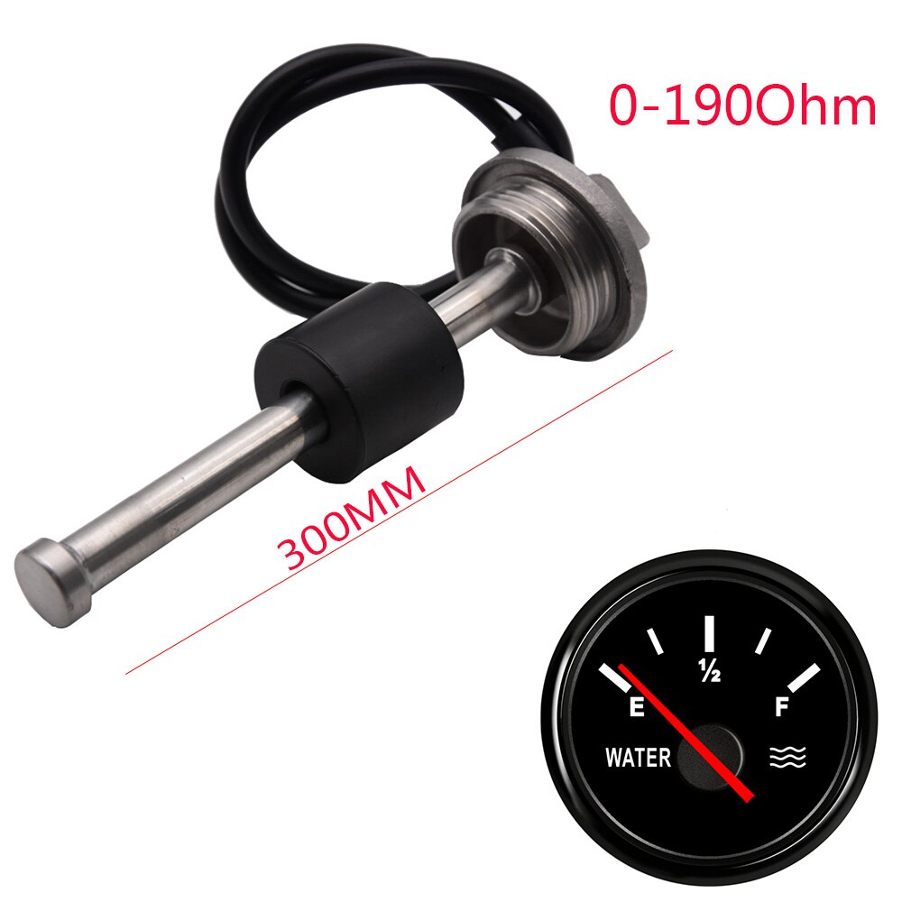 0-190Ohm 52MM Water Level Gauge Red Backlight Water Tank Level Indicator Meter with Fuel Level Sensor 200MM 250MM 300MM 400MM: 300mm bb gauge