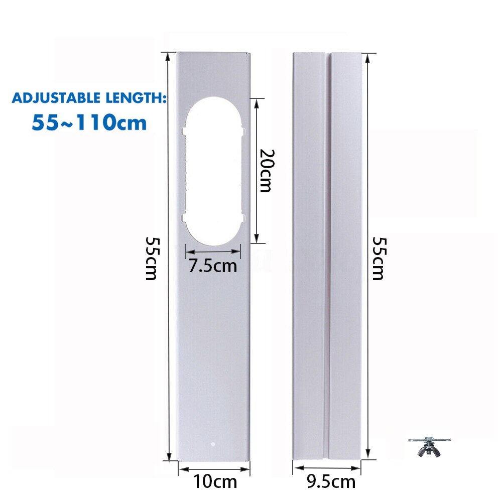 Senaste justerbara luftkonditioneringsfönster kit glidplatta vindskydd avgasrör fönster adapter anslutning tillbehör: 2 st -110cm
