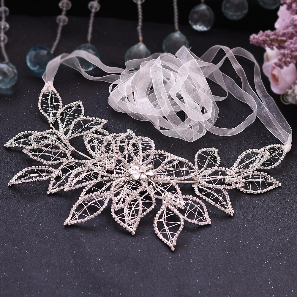 TRiXY SH256-S Silver Diamond Wedding Dress Belt Waist Belt with Rhinestones Luxury Sparkly Belts for Women Dress Satin Sash Belt: ivory orgaza