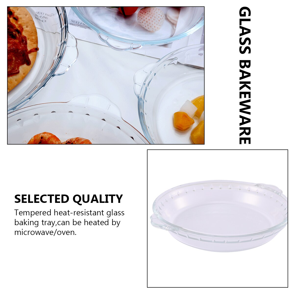 1 Pc Pie Pan Glass Pie Plate Heat-resistant Useful Glass Bakeware Pie Dish for Household Kitchen