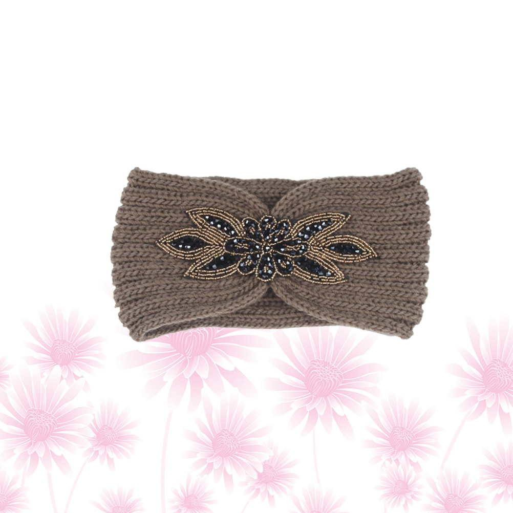 Varma hårband stickade pannband ringar ullgarn huvudbonad flätare hårvård styling premiummaterial bekväma: Mörk khaki