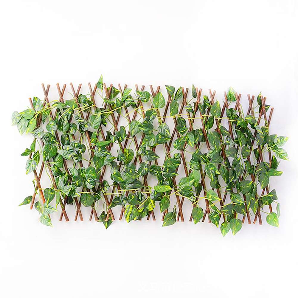 Green Vine Simulation Plant Telescopic Fence Decorative Wooden Fence Climbing Frame Gardening Plant Home Decorations