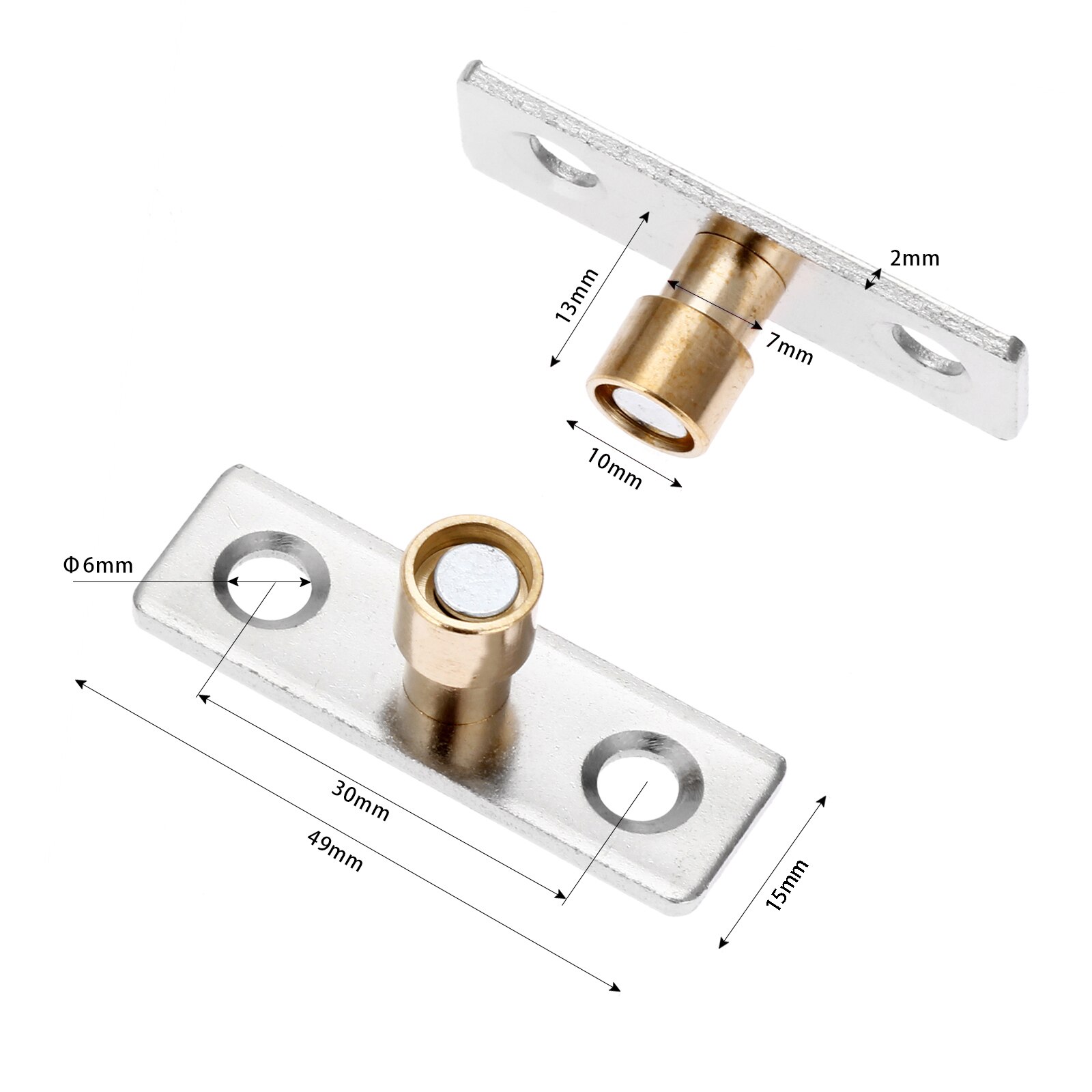 Bouchon de porte en métal et bois, Guide de porte coulissante, localisateur, ton cuivre, diamètre 8mm, 10mm, 12mm, 2 pièces Quincaillerie de porte, tête 49x15mm