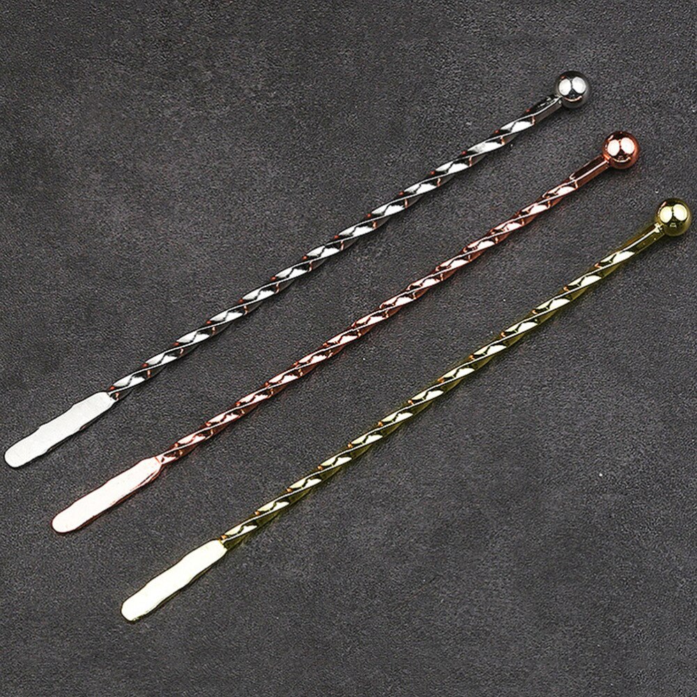 4 Pcs 304 Stainless Steel Cocktail Stirring Stick Spiral Bartender Stir Martini Stirrer for Drink Beverage (Silver)