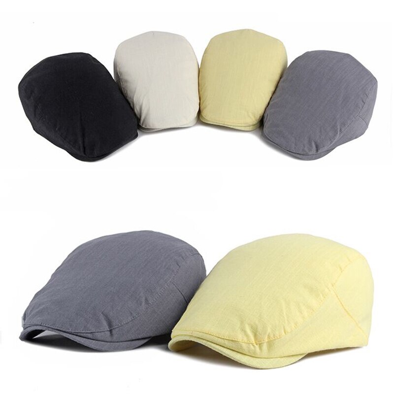 gorras hombre Sombrero plano de verano para hombre, boina fina y transpirable, viseras negras grises sólidas, gorros de espiga visera boina hombre