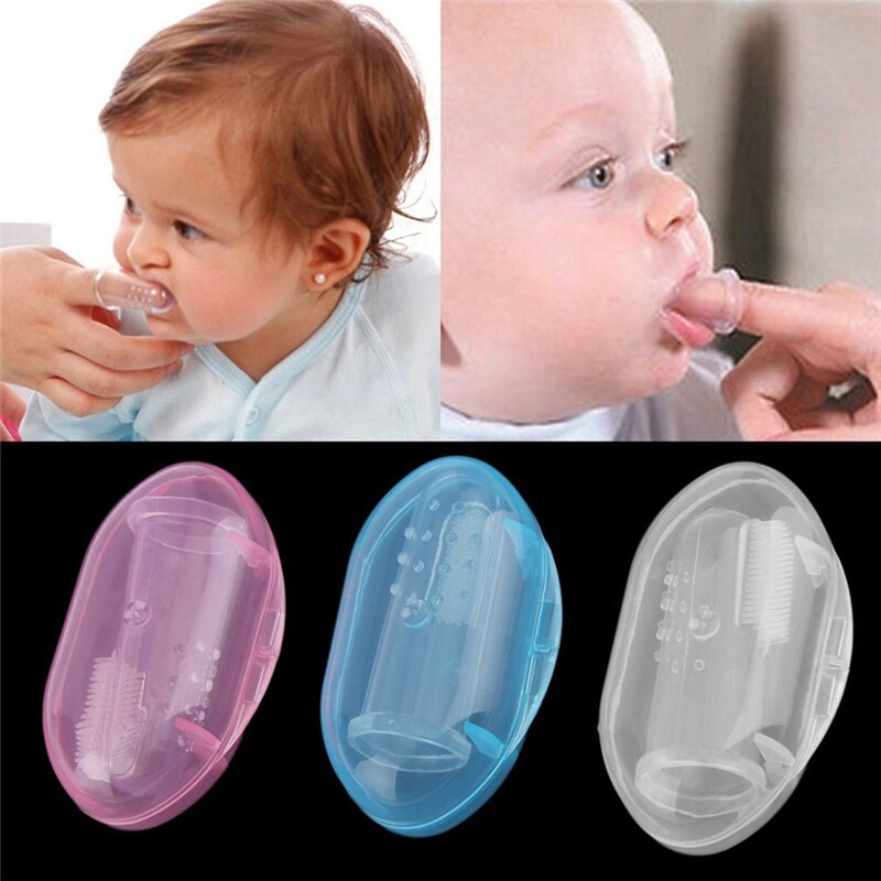 Baby Finger Zahnbürste 1Pcs Nützliche gesunde Infant Weiche Silikon Finger Zahnbürste Zähne Reinigung Gummi Massager Pinsel mit box