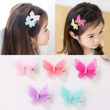 1 Pc Pearl Cute Butterfly Hair Clips Snow Yarn Princess Girls Baby Hair Pins Barrette Women Hairpins Side Clip Hair Accessories