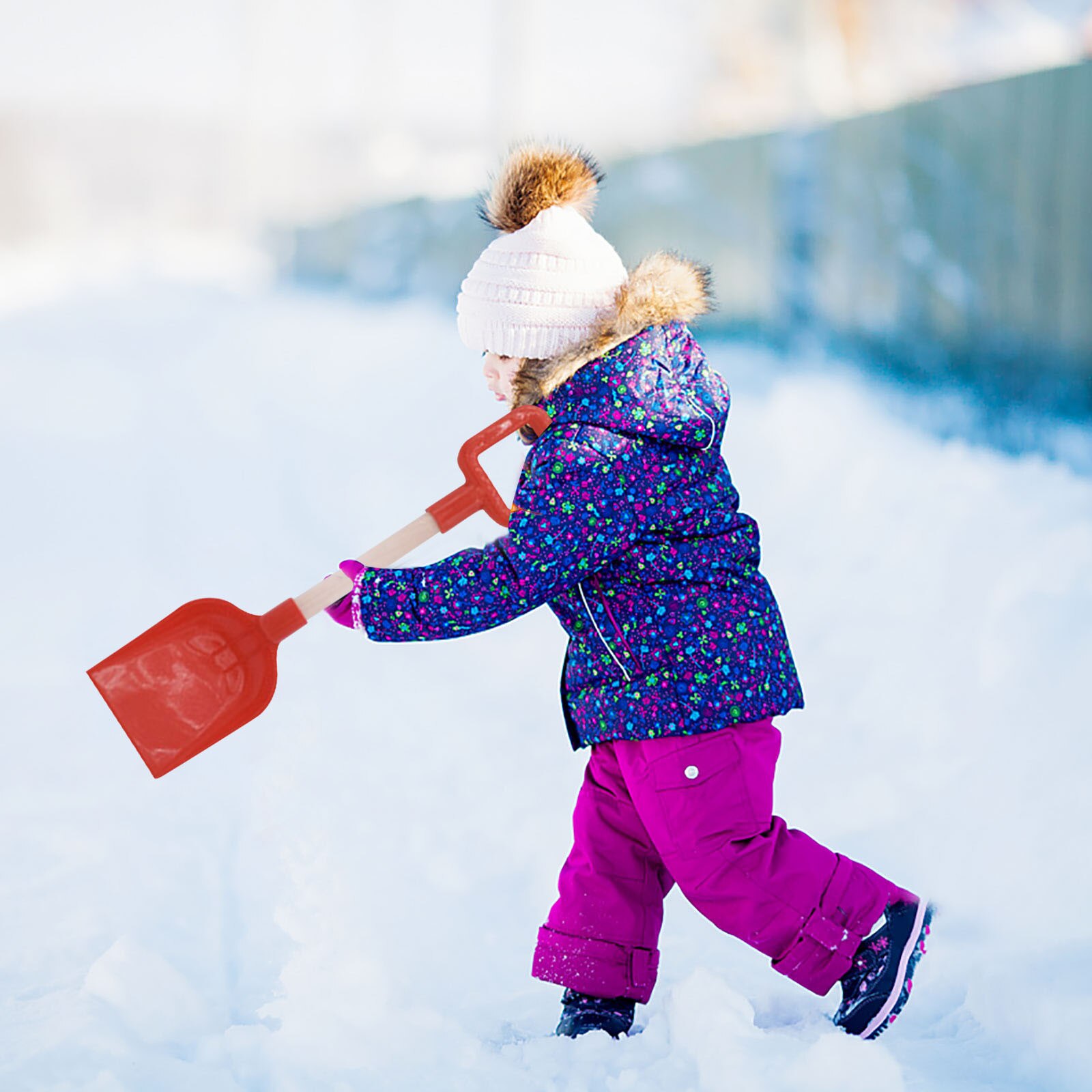 1Pc Kinderen Sneeuw Schop Kinderen Strand Schop Met Houten Steel Handvat Kinderen Sneeuw Schop Tuin Gereedschap Tuin gereedschap