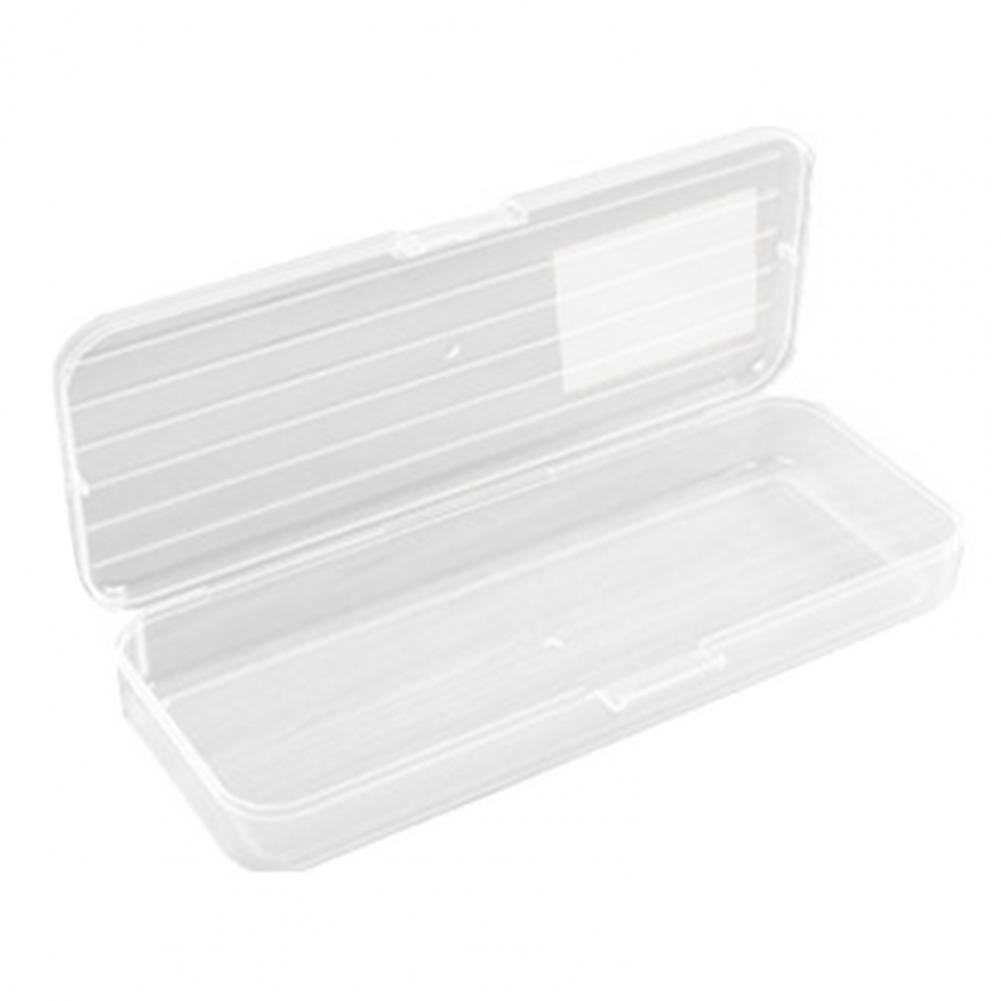 Estojo de plástico transparente de grande capacidade, caixa que economiza espaço, caixa de armazenamento para casa e escola, material de escritório: Branco