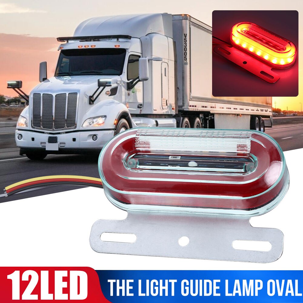 Truck camper rv guide lys markeringslys advarselslampe sidelampe oval 12 led  dc24v rødt vandtæt tilbehør