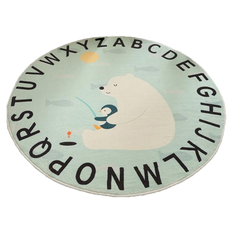 Tapis de jeu rond imprimé Animal de dessin animé pour bébé, tapis de sol pour chambre d'enfants