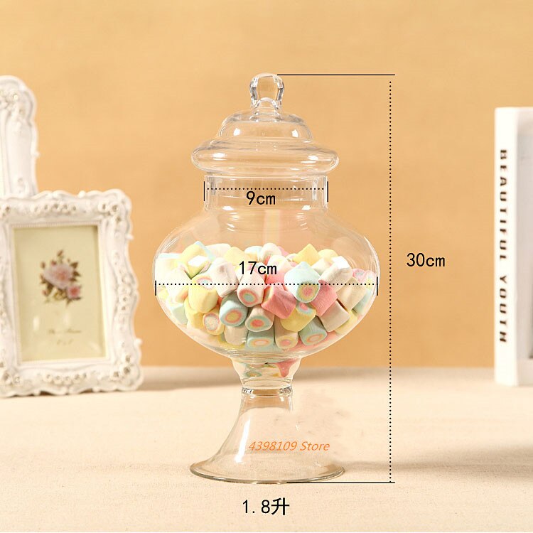 Transparante glazen pot snoep Europese loodvrij glas opslagtank voedsel opslag jar bruiloft dessert decoratie opslag fles: 1pcs-E