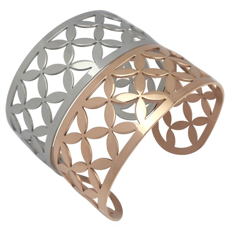Stainless Steel Bracelet For Female Male Adjustable Hollow Arm Cuff Bangles Gold/Rose Gold/Silver Color Bangles Trendy Jewelry