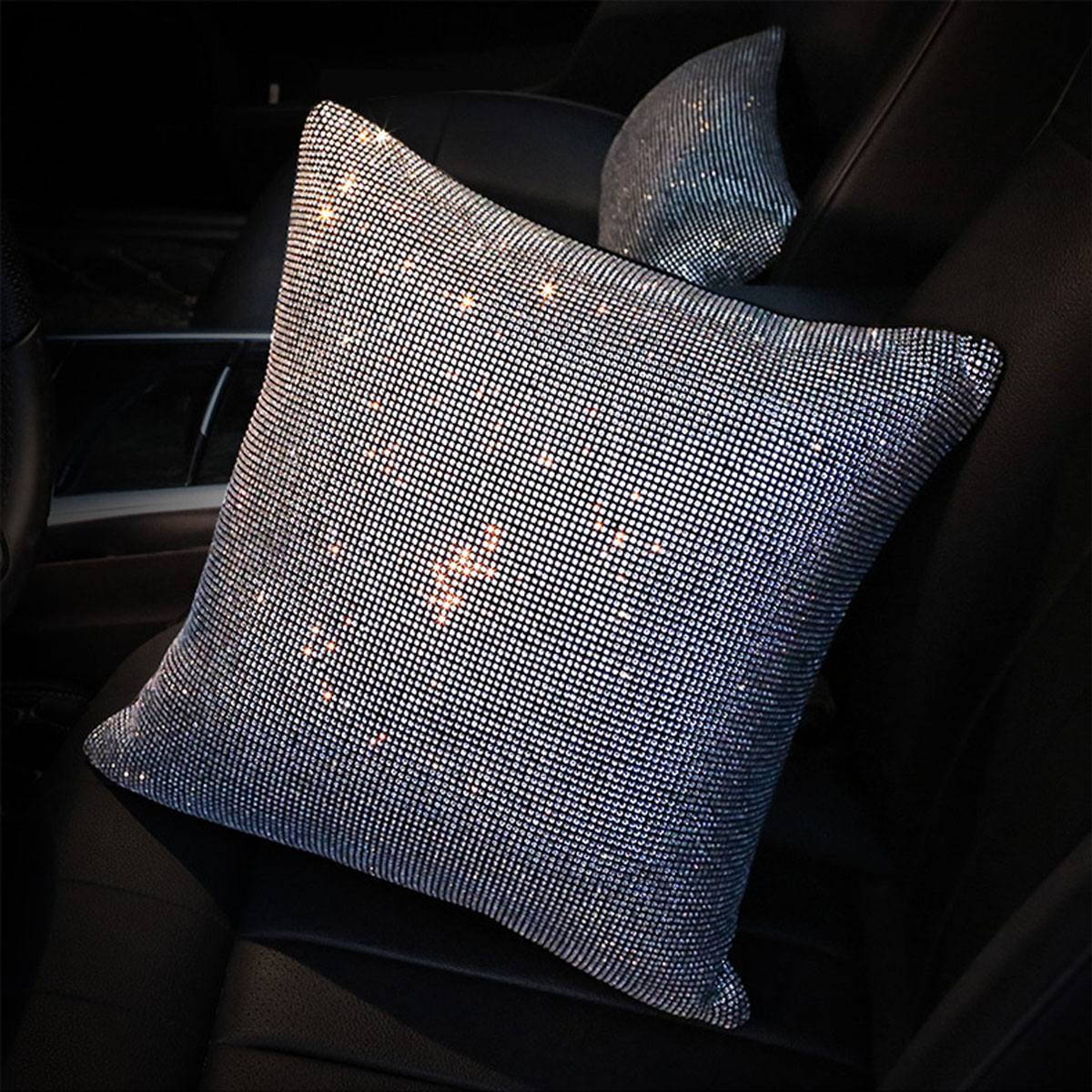 Universel voiture étincelle Bling strass intérieur volant couverture Console centrale coussin appuie-tête oreillers Auto accessoire ensemble: Lumbar Pillow