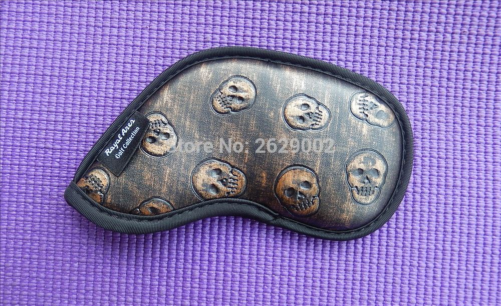 Skull brand Golf Irons Headcovers PU Leather Golf Iron Set Covers #4-9PAS/ set