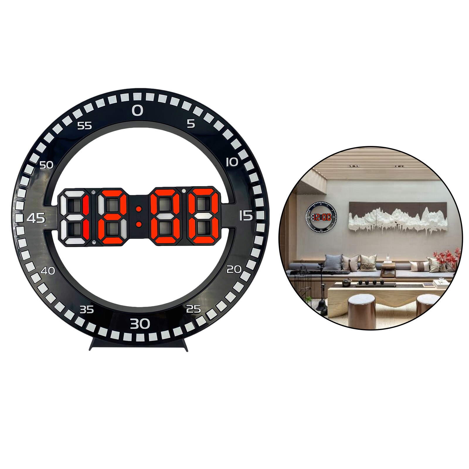 Modern 12'' Digital Wall Clock 12/24 Hour Electronic Clock Home Clocks: Red Light