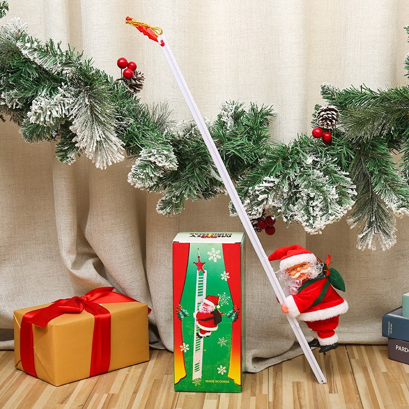 Weihnachten Baum Dekoration Santa Claus Elektrische Leiter Klettern Spielzeug Elch Musik Spielzeug Für freundlicher Party Weihnachten Frohes Neues Jahr: Weiß Leiter