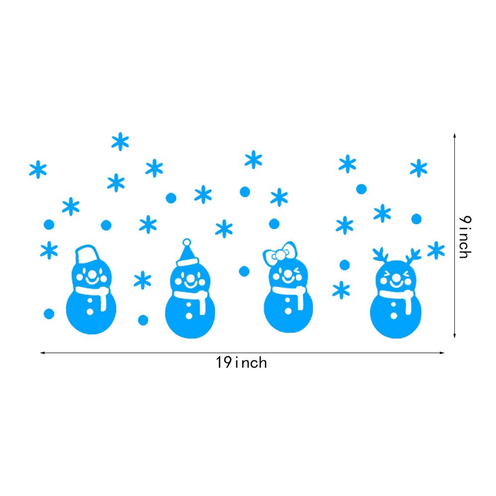 Christmas Ornament Glow Snowman Wall Stickers Living Room Luminous Stickers Window Glass Decor Wall Stickers Wallpapers: Blue 