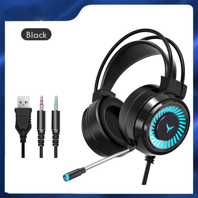 Roze Gaming Kat Hoofdtelefoon Led Gaming Noise Cancelling Headset Met Microfoon Stereo Hoofdtelefoon Voor Pc Laptop Gaming Headset: Black- 3.5mm