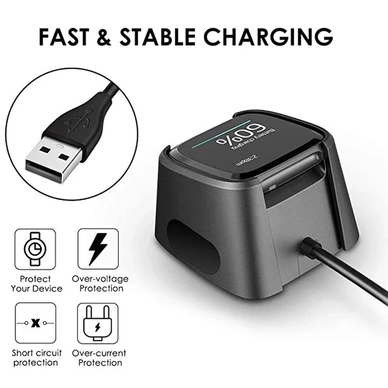 Adaptador de Cable de cargador USB para Fitbit Versa 1/Versa 2, adaptador de carga para reloj inteligente, accesorios Dord para Fitbit versa lite
