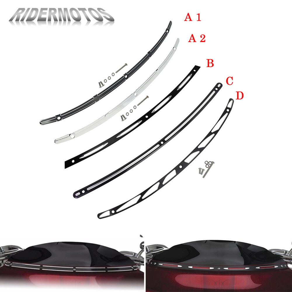 Motorfiets cnc windscherm windscherm trim aluminium zwart/chroom voor harley touring street glide tri glide electra glide 1996-19