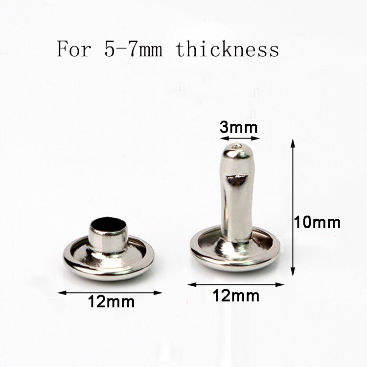 Leather Rivets Kit 100 Sets Double Cap Brass Rivets Studs: silver 12x10mm