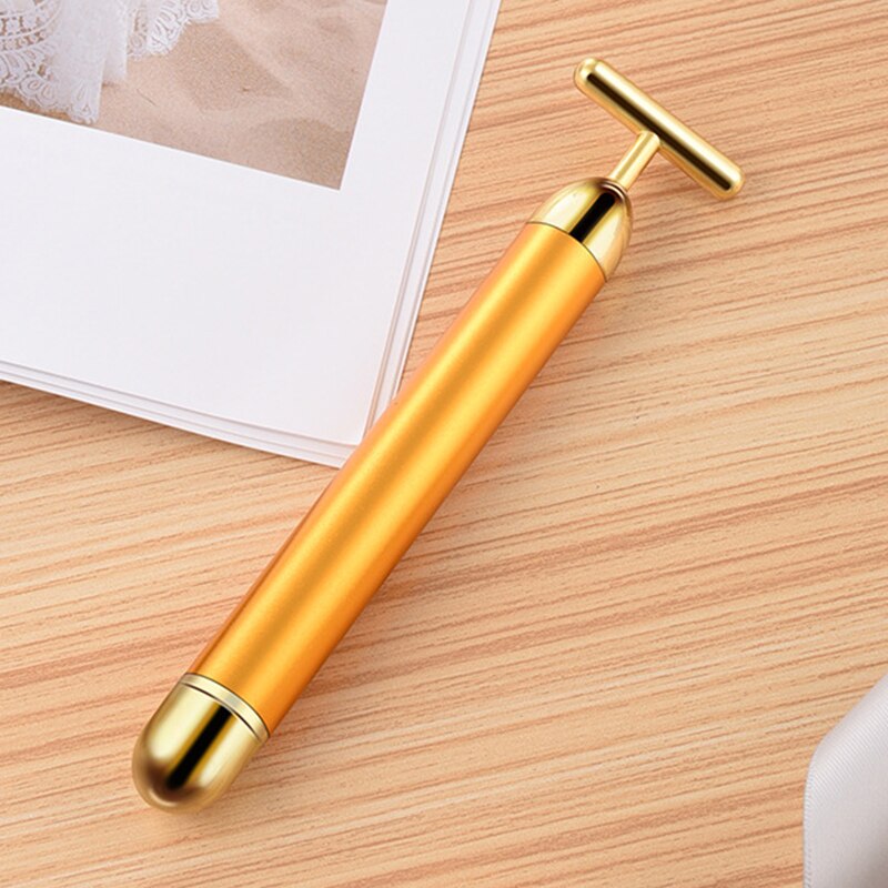 24k golden pulse energy gezichtsmassager beauty bar t-vormige elektrische gezichtsmassager voor strakke versteviging en lift, dagelijkse huidverzorging  wh998