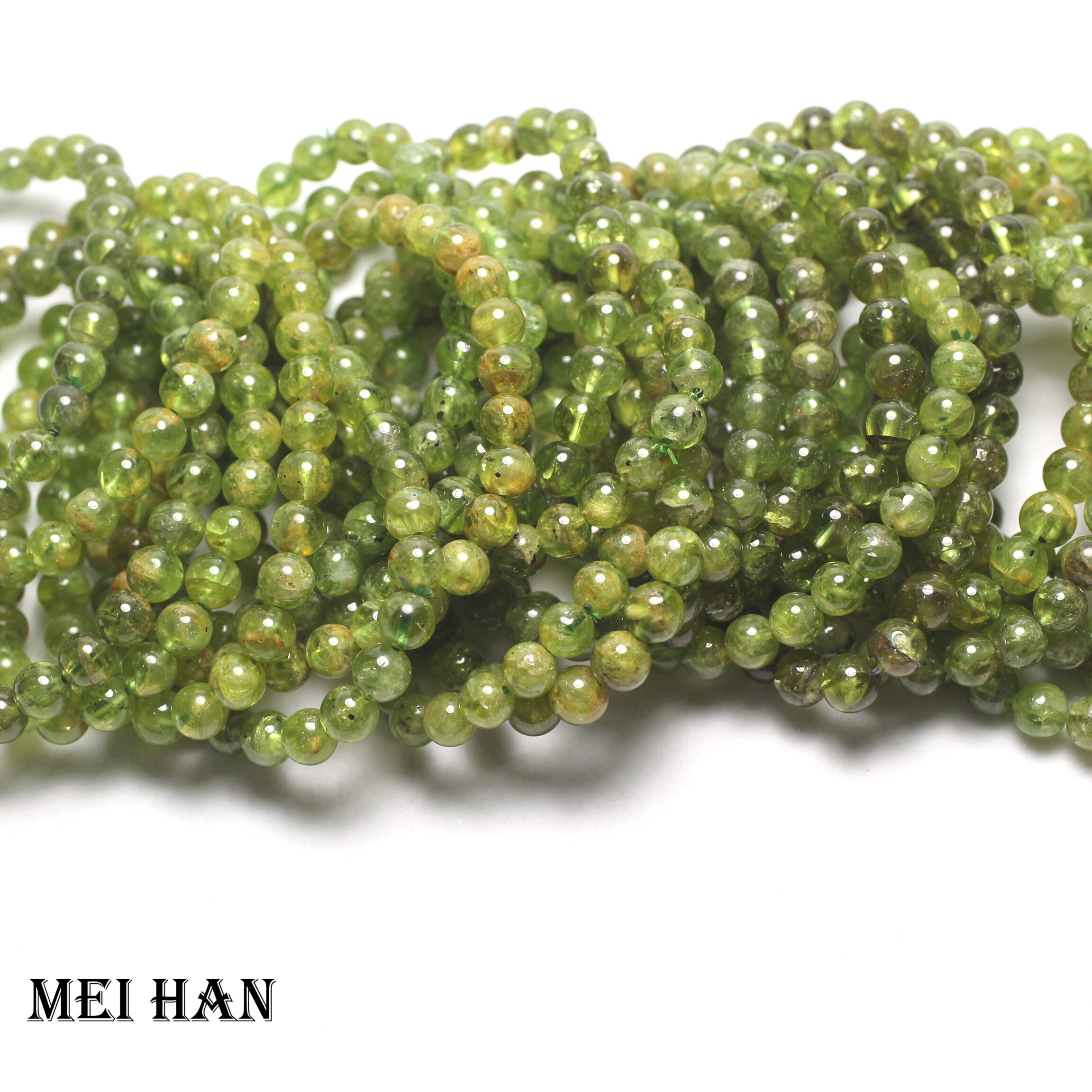 Meihan (26 kralen/set/14g) natuurlijke peridot 7mm +-0.3 ronde edelsteen kralen voor sieraden maken of