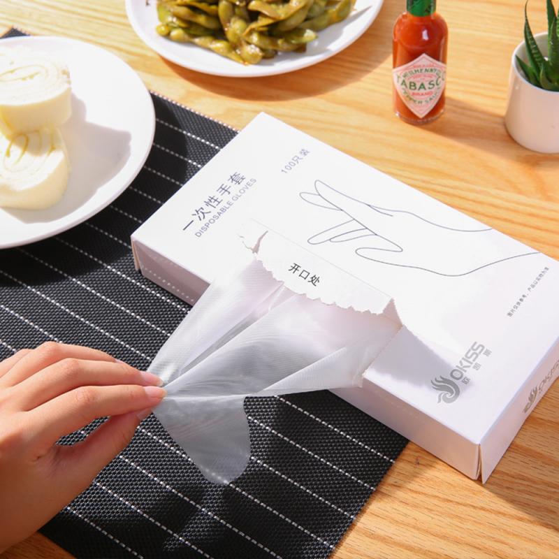 100Pcs Disposable Gloves For Industrial Restaurant Cleaning Gloves Kitchen One-off Plastic Glove Clear Disposable Food Gloves