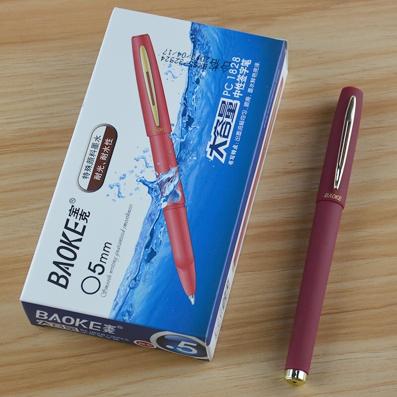 12 pièces BAOKE 0.5mm/0.7mm/1.0mm Gel givré stylo école stylo recharge haute capacité noir Gel encre stylos fournitures scolaires de bureau: 0.5mm red 12pcs