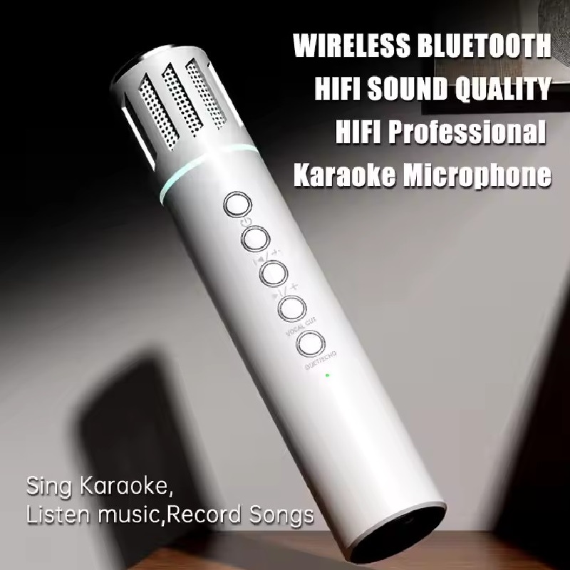 Draadloze Bluetooth draagbare handmicrofoon voor thuis KTV Party Audio Conferentie Ruisonderdrukking Kleurrijk licht karaoke