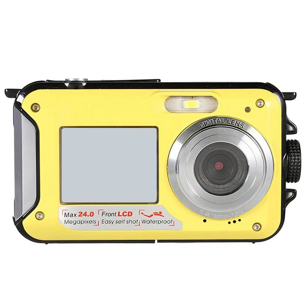 48MP Underwater Waterproof Digital Camera Dual Screen Video Camcorder Point And Shoots For Snorkeling Swimming Surfing Drifting: yellow