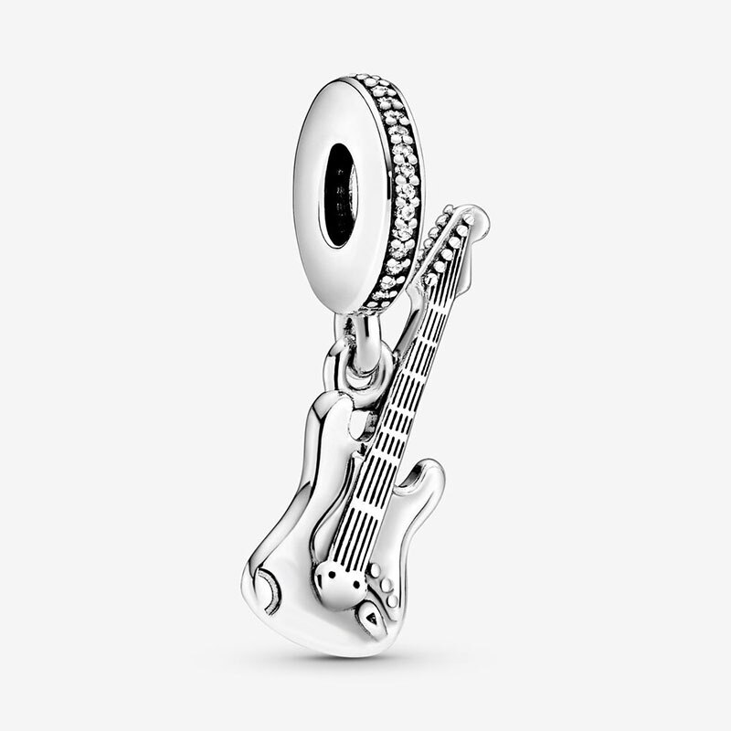 Fine Jewelry 925 Sterling Silver Electric Guitar Dangle Charm Beads Fit Original Pamura Bracelet S925 Silver Jewelry