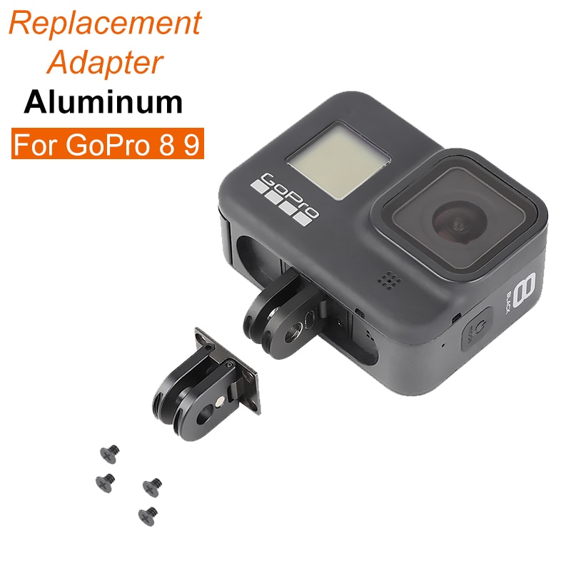 Adaptador de montaje para gopro hero 8, 9, 10, negro, accesorios de aleación de aluminio, adaptador de cabeza reemplazable de repuesto