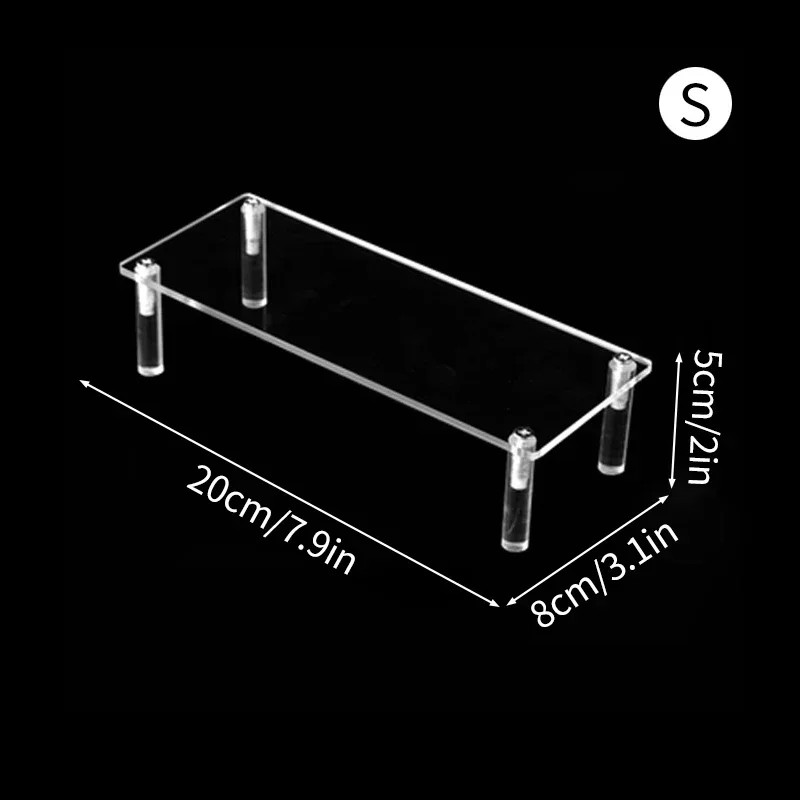 1-3 Tier Acrylic Display Stand Rack Transparent Display Riser Storage Racks Cupcake Dessert Perfume Doll Figures Organizer Shelf: black